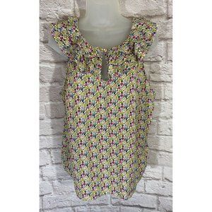 Liberty of London Target‎ Tank Top Petite XXLP Ruffles Floral Cottagecore 9542